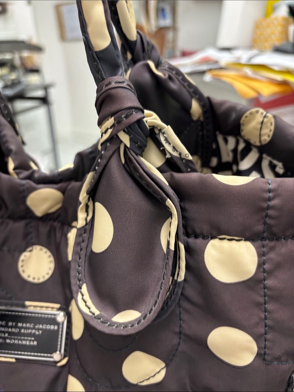 Marc by Marc Jacobs Brown tote with cream polka dots- NWOT - Picture 5 of 9